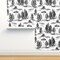 Ufo Whimsical Large Scale Black And White Space Alien Custom Removable Wallpaper by Spoonflower Peel & Stick Wallpaper 2FT Wide